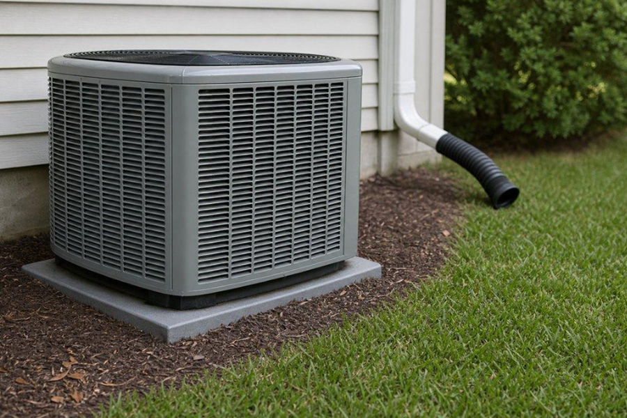 Outdoor air conditioning unit and drainage